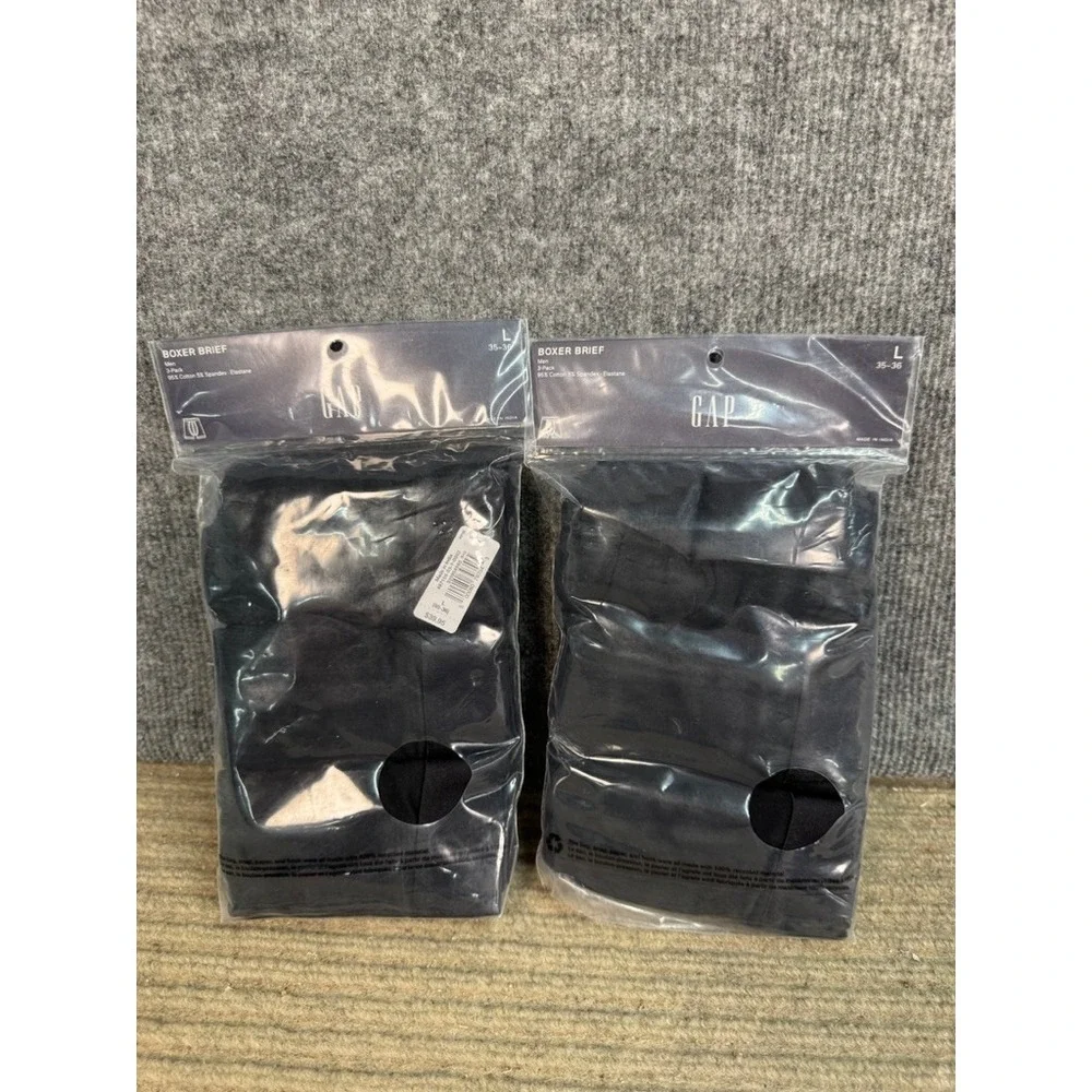 NWT Gap Mens Boxer Briefs 3-Pack Lot of 2 Black Cotton Spandex Stretch L 35-36